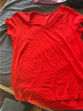 Eileen Fisher Raspberry V-Neck Short Sleeve Tee